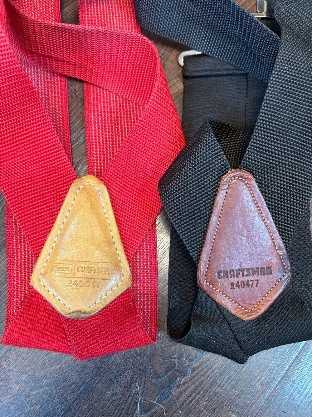 Craftsman Men’s Clip-On Suspenders Lot of 2 Red/Black Webbed Adjustable Leather